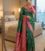 Emerald Color zari weaving Work silk saree