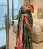 Mehndi Green Zari Weaving Work Art Silk Saree