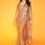 Premium orange chinon silk saree with real mirror work & print