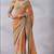 Premium orange chinon silk saree with real mirror work & print