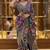 Premium blue chinon silk saree with real mirror work & prints