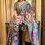 Premium blue chinon silk saree with real mirror work & prints