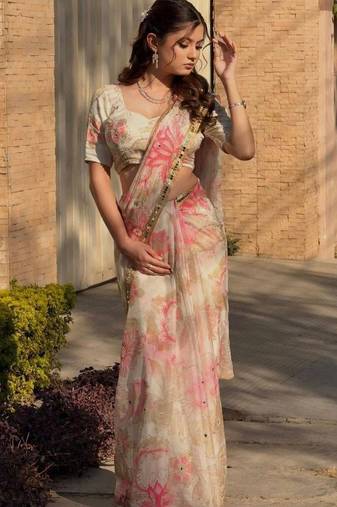 Summer special premium tabby silk saree with sequence work