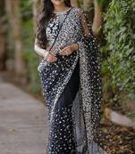 Premium butterfly soft net saree with hand pearl & sequins