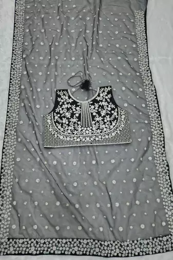 Premium butterfly soft net saree with hand pearl & sequins