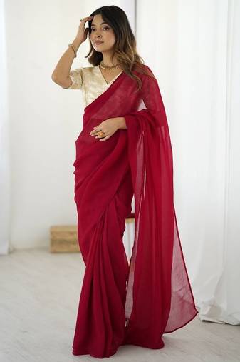 Sparkle silk ready-to-wear saree with banarasi silk blouse