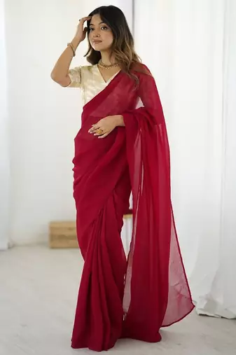 Sparkle silk ready-to-wear saree with banarasi silk blouse