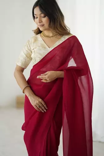 Sparkle silk ready-to-wear saree with banarasi silk blouse