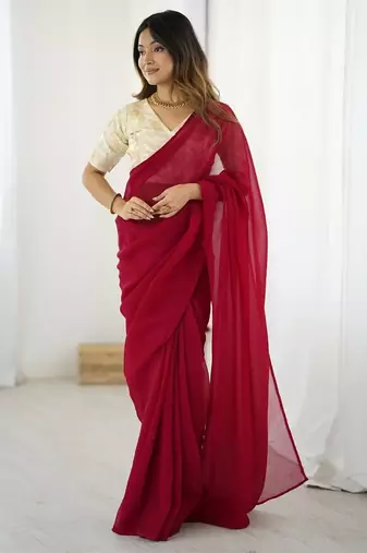 Sparkle silk ready-to-wear saree with banarasi silk blouse