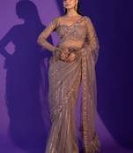 Net saree with sequence, dori & zari work plus jhalar border