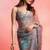 Tabby silk saree with handwork sequins & real mirror border