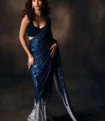 Heavy georgette saree with dual sequins & cutwork