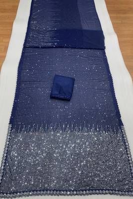 Heavy georgette saree with dual sequins & cutwork 5