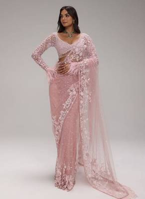 Heavy butterfly net saree with 5mm sequins & zalar pallu 1