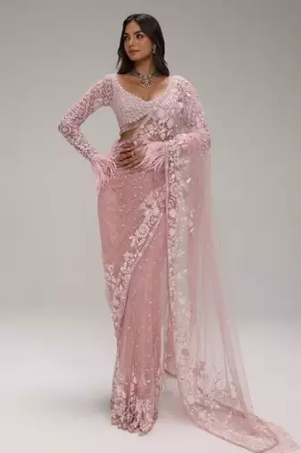 Heavy butterfly net saree with 5mm sequins & zalar pallu