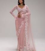 Heavy butterfly net saree with 5mm sequins & zalar pallu