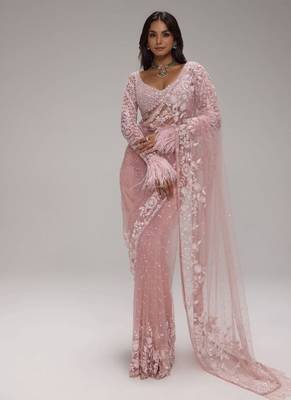 Heavy butterfly net saree with 5mm sequins & zalar pallu 2