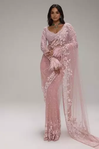 Heavy butterfly net saree with 5mm sequins & zalar pallu