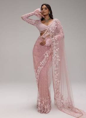 Heavy butterfly net saree with 5mm sequins & zalar pallu 3
