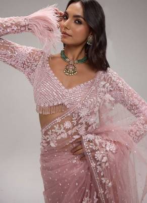 Heavy butterfly net saree with 5mm sequins & zalar pallu 4