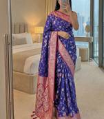Purple Zari Weaving Work Art Silk Saree
