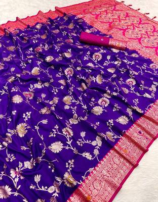 Purple Color zari weaving Work art silk saree 2