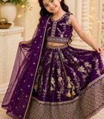 Purple sequence embroidered lehenga set