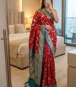 Red Zari Weaving Work Art Silk Saree