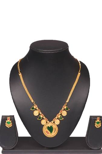 Gold plated fancy necklace set of south indian theam