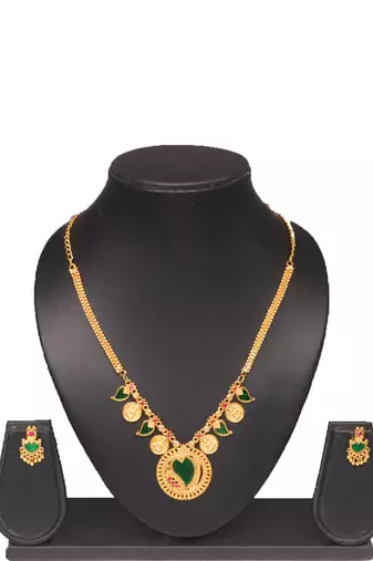 Gold plated fancy necklace set of south indian theam