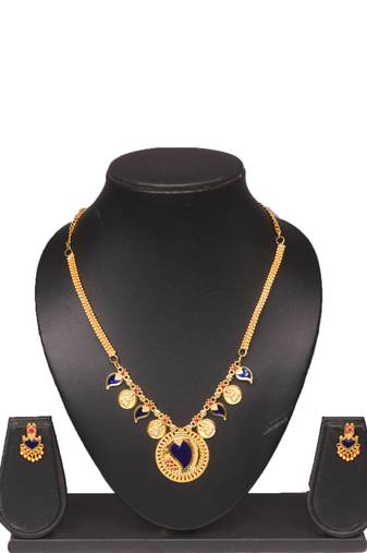 Gold plated fancy necklace set of south indian theam