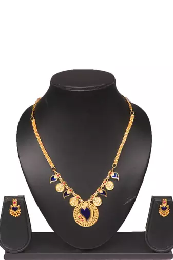 Gold plated fancy necklace set of south indian theam
