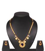 Gold plated fancy necklace set of south indian theam