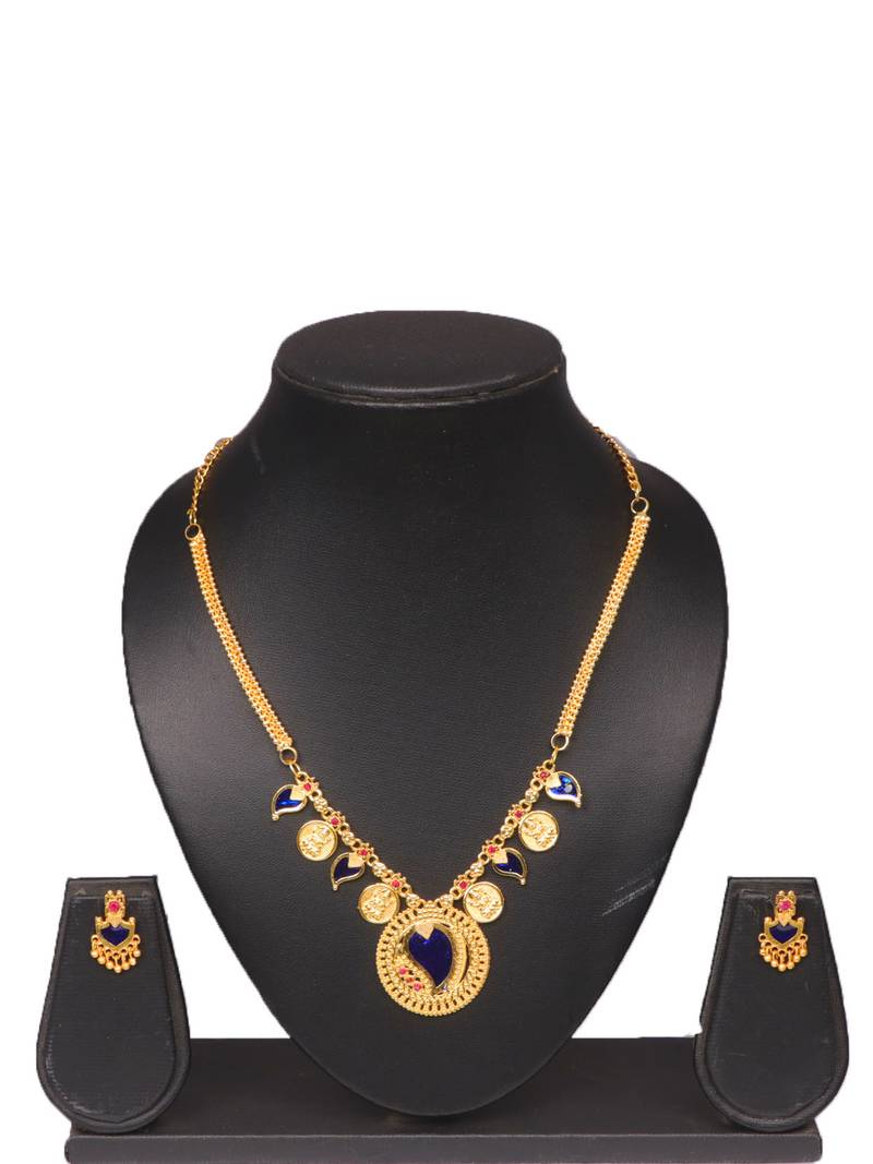 Gold plated fancy necklace set of south indian theam