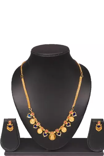 Gold plated fancy necklace set of south indian theam
