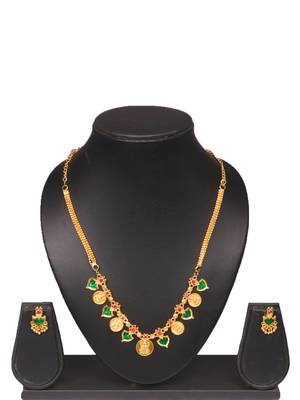 gold brass jewelry set with coin stone design 1