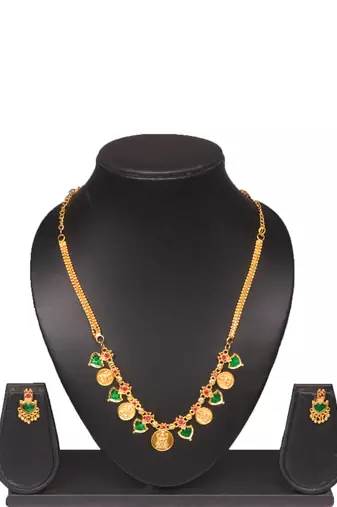 Gold plated fancy necklace set of south indian theam