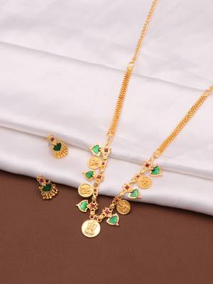 gold brass jewelry set with coin stone design 2