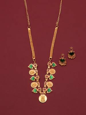 gold brass jewelry set with coin stone design 3
