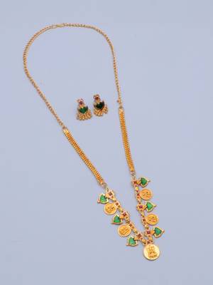 gold brass jewelry set with coin stone design 4