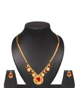 Gold plated fancy necklace set of south indian theam