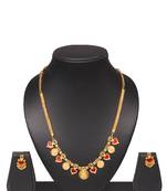 Gold plated fancy necklace set of south indian theam