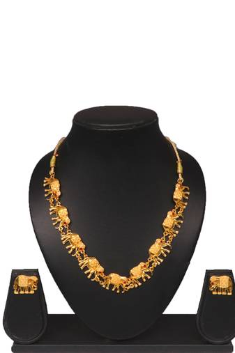 Gold plated fancy necklace set of south indian theam