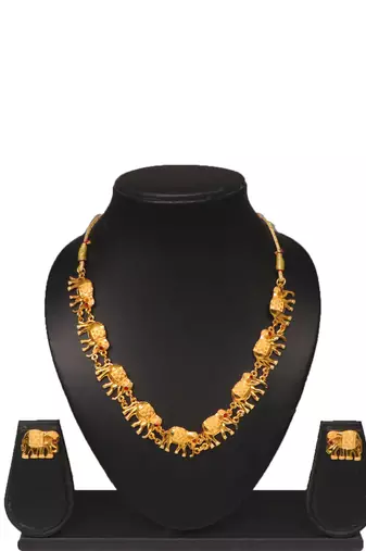Gold plated fancy necklace set of south indian theam