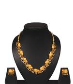 Gold plated fancy necklace set of south indian theam