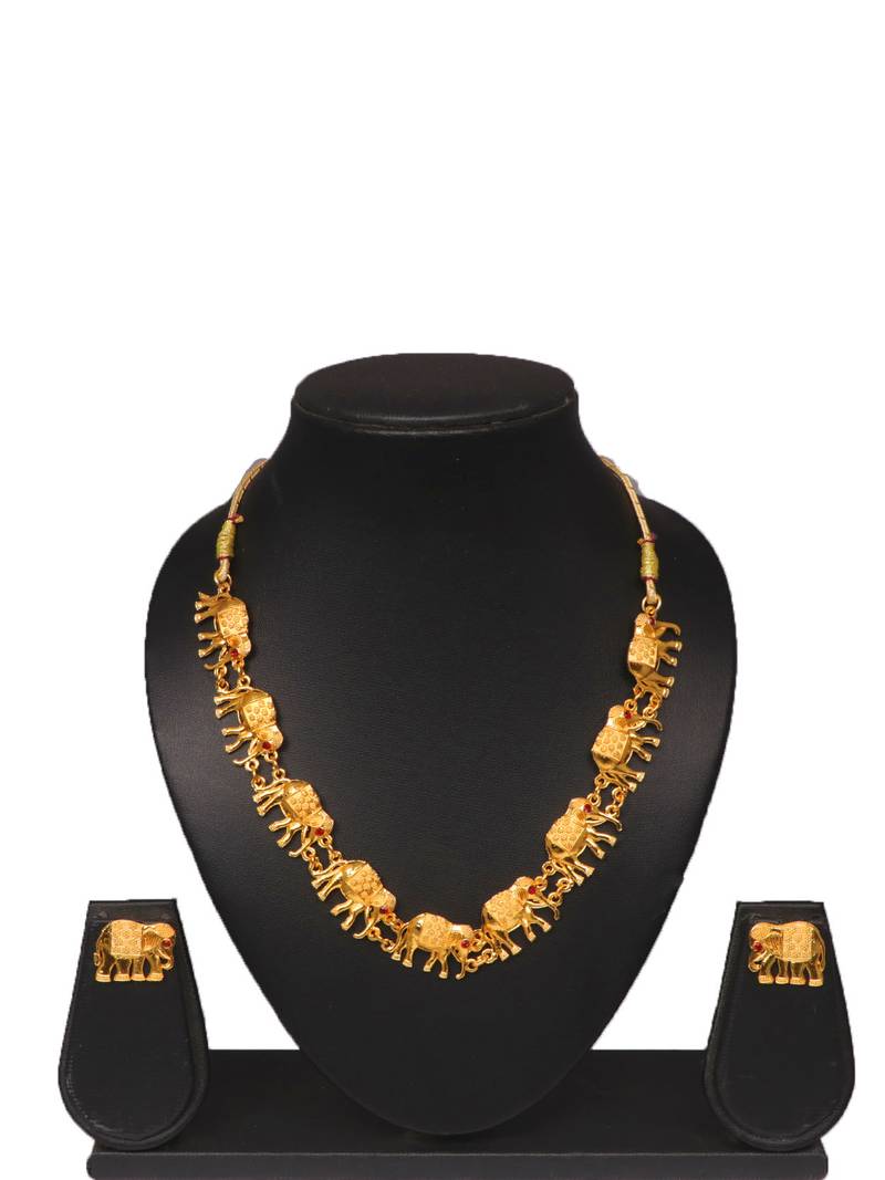 Gold plated fancy necklace set of south indian theam