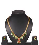 Gold plated fancy necklace set of south indian theam