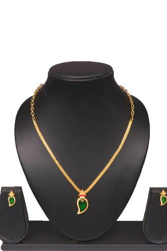 Gold plated fancy necklace set of south indian theam