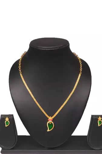 Gold plated fancy necklace set of south indian theam
