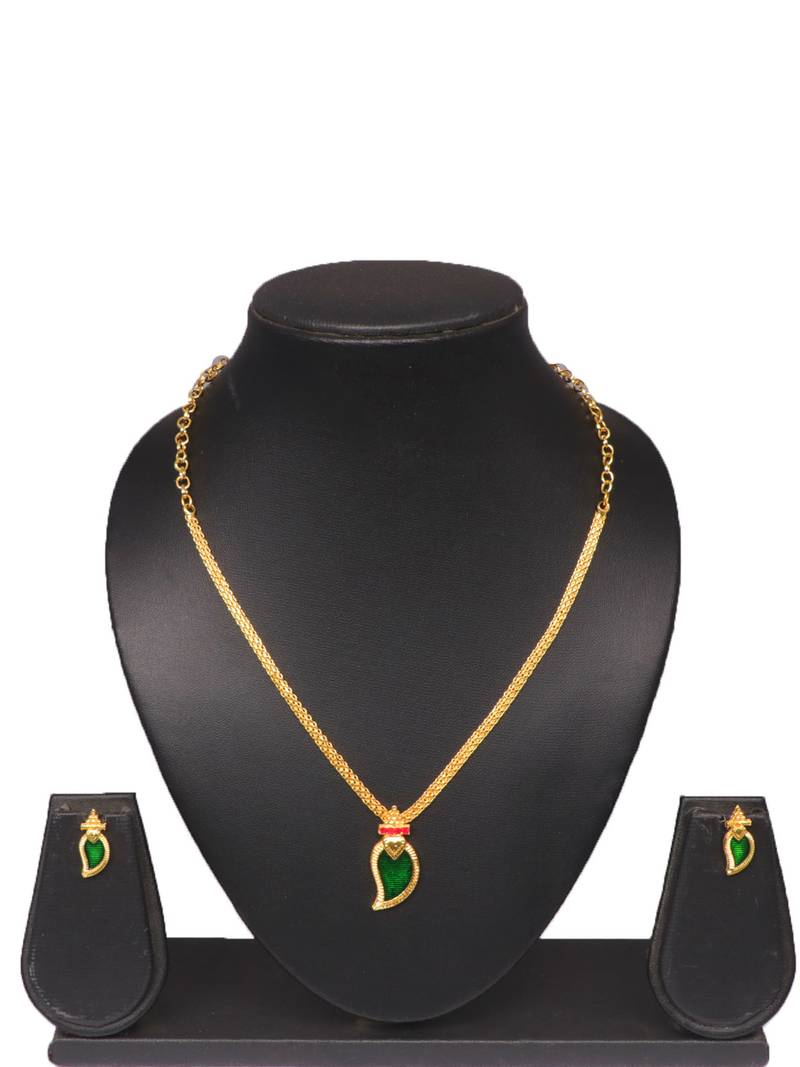 Gold plated fancy necklace set of south indian theam
